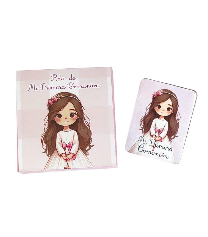 CAJA NIÑA COMUNIÓN ROSA CON IMÁN