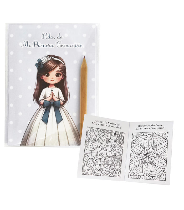 CUADERNO PARA COLOREAR C/LAPIZ NIÑA AZUL