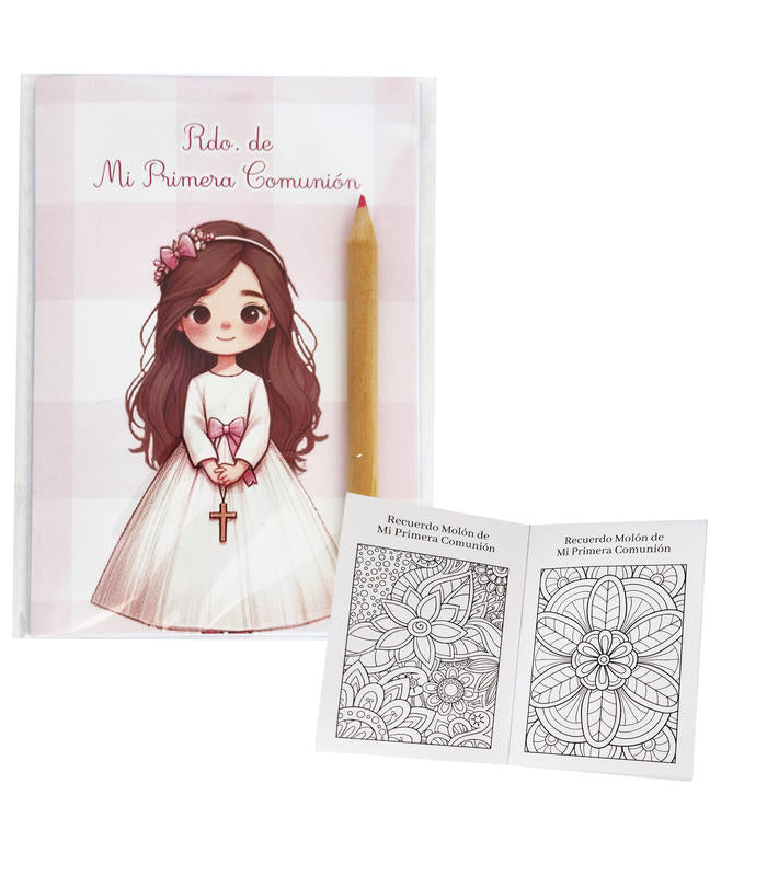 CUADERNO PARA COLOREAR C/LAPIZ NIÑA ROSA