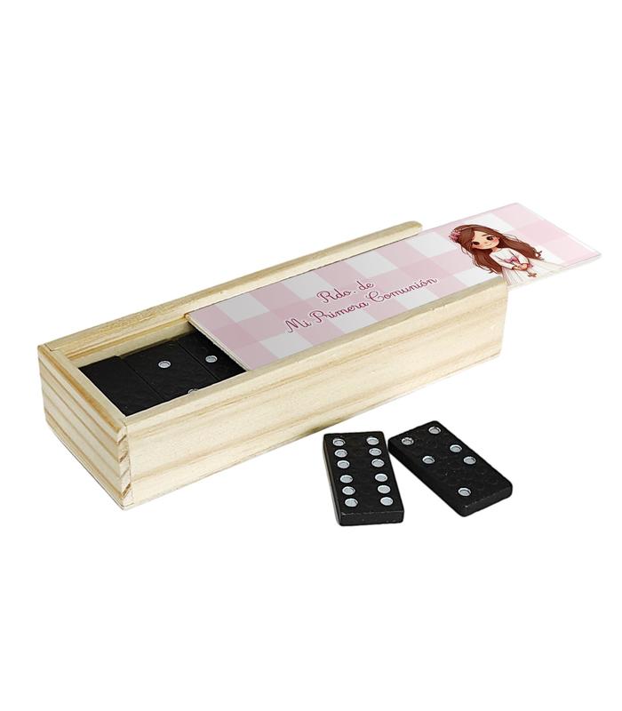 Dominó Personalizado Comunión Niña Rosa