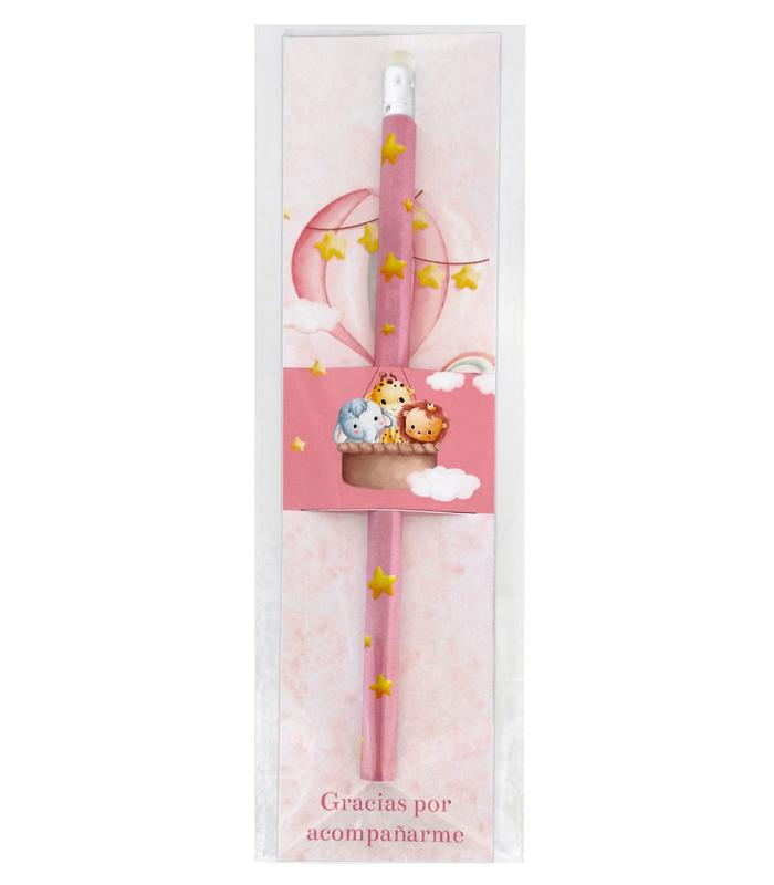 LÁPIZ ROSA EN CARTÓN ANIMALITOS