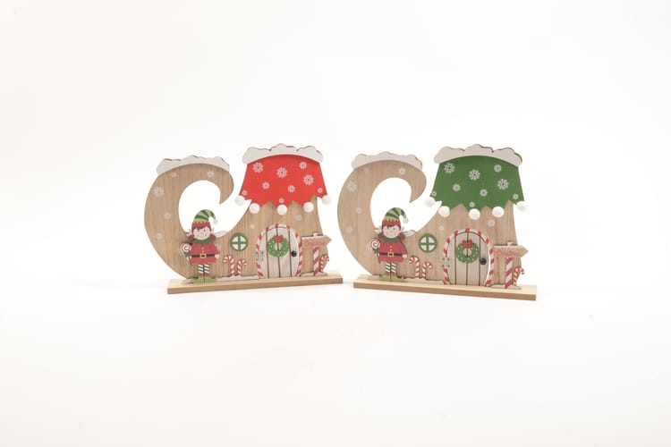 Zapato de elfo de madera Puerta navideña