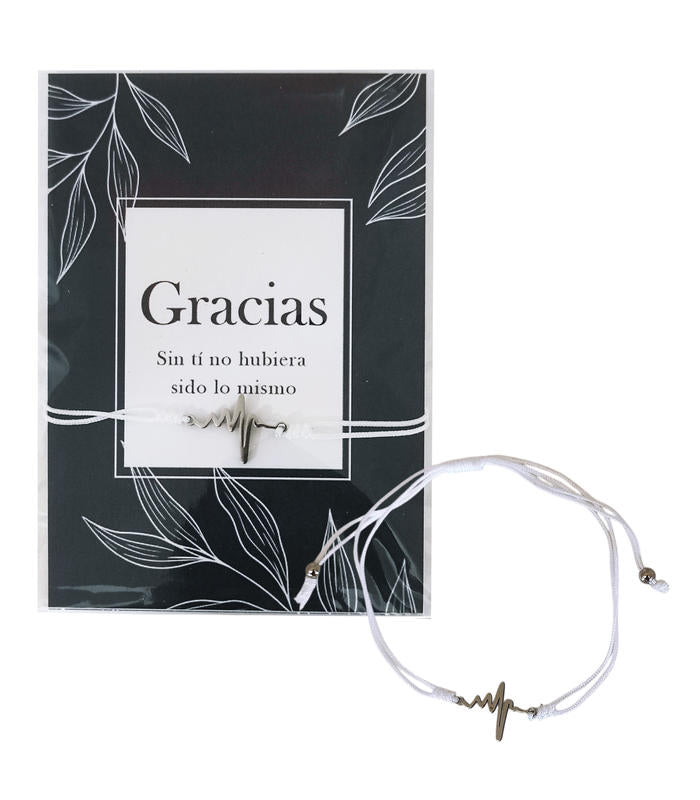 PULSERA CORDÓN BLANCO LATIDO + TARJETA