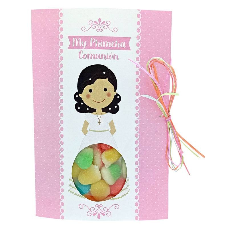 Tarjeta con gominolas Mi Primera Comunión Niña