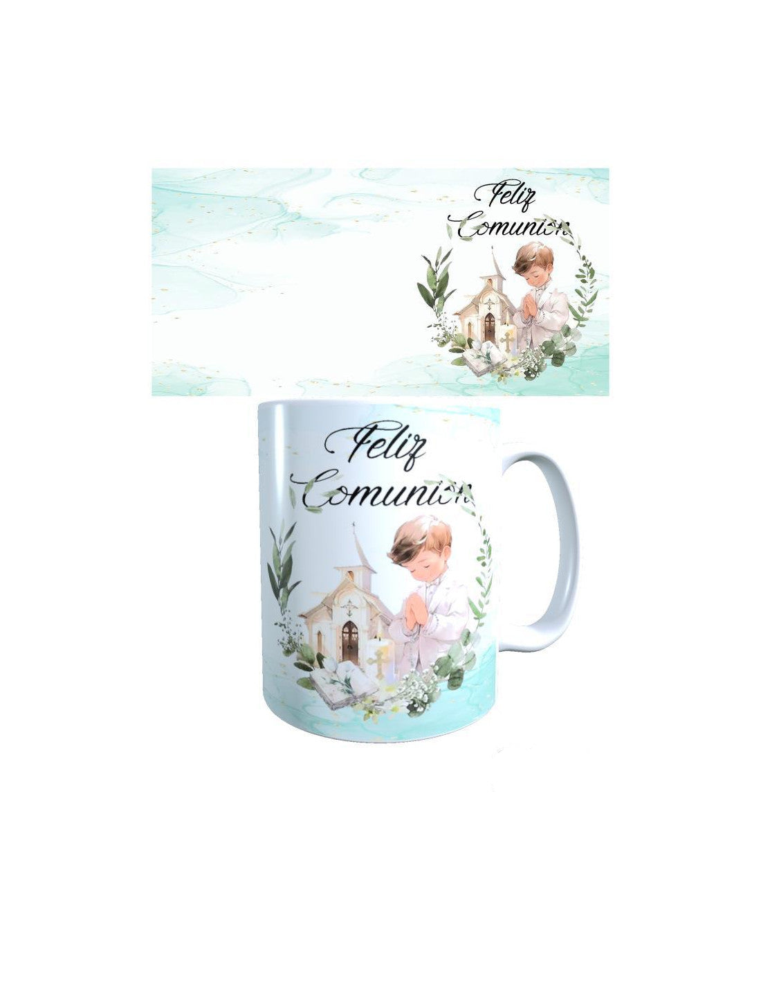 TAZA FRASE FELIZ COMUNION IGLESIA NIÑO