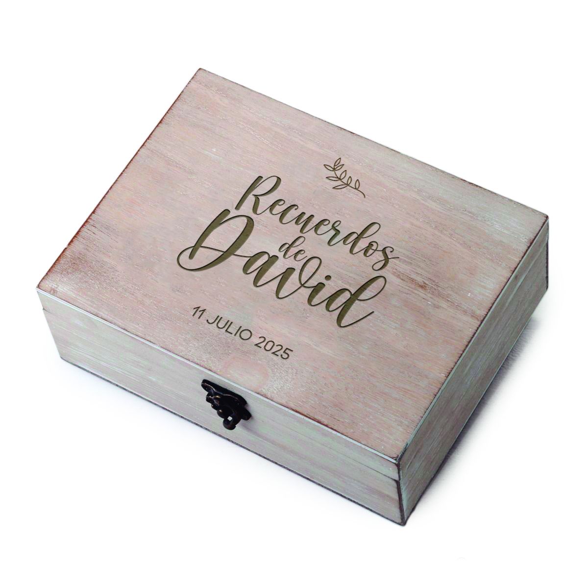 Cofre madera personalizado recuerdos ramita olivo