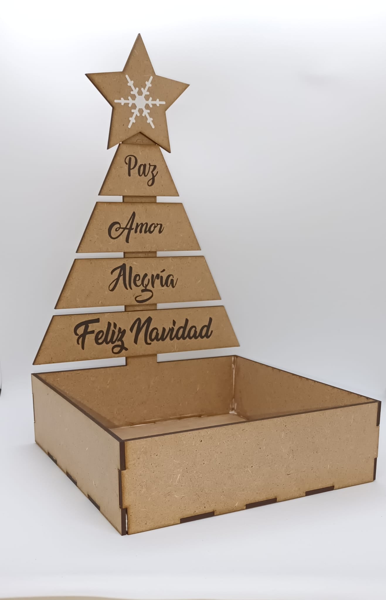 CAJA MADERA ÁRBOL DE NAVIDAD PERSONALIZADA