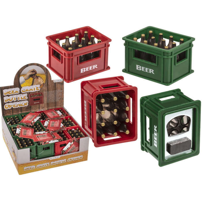 Abrebotellas con imán, caja de cerveza