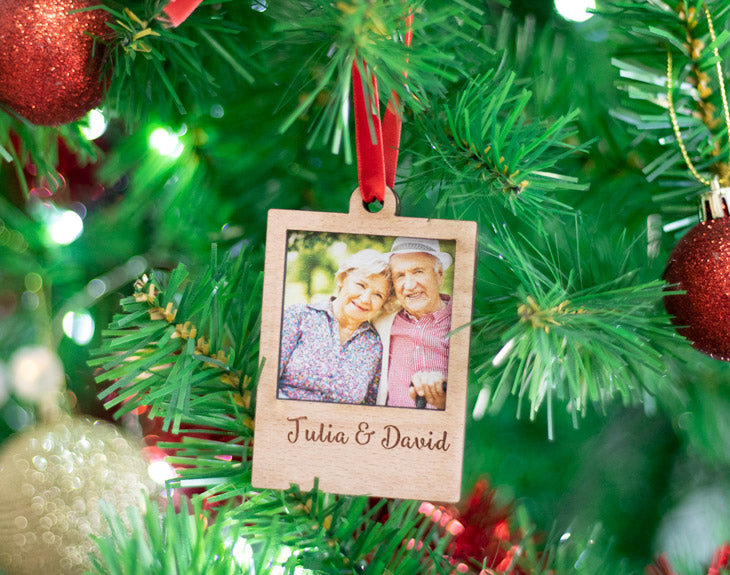 Adornos de madera "Foto Polaroid" personalizado