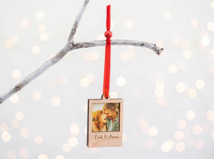 Adornos de madera "Foto Polaroid" personalizado