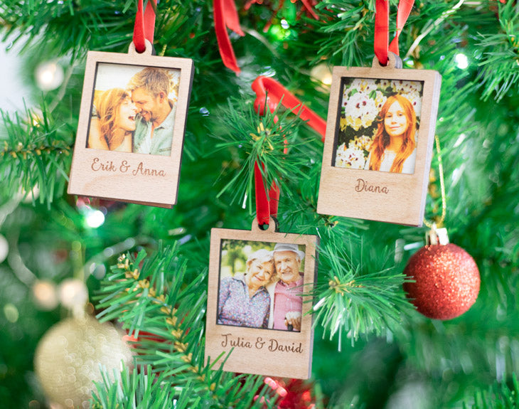 Adornos de madera "Foto Polaroid" personalizado