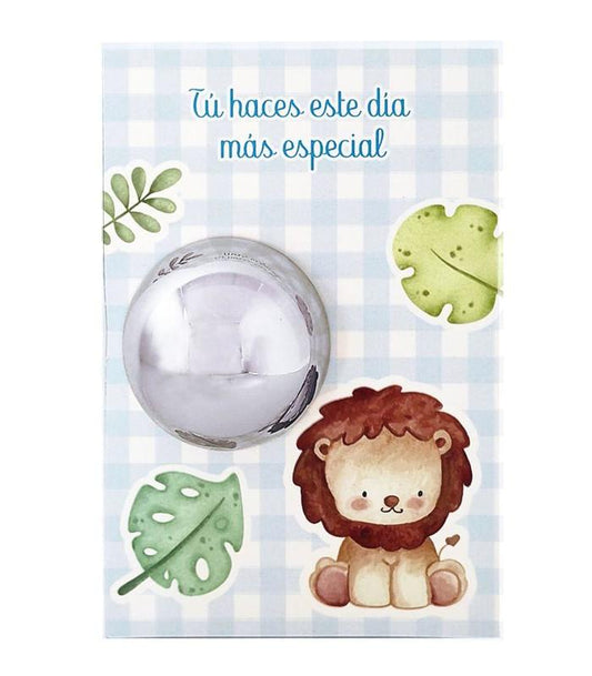 BÁLSAMO LABIAL PLATEADO EN TARJETA AZUL LEÓN