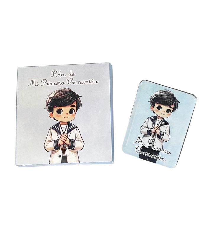 CAJA NIÑO COMUNIÓN AZUL CON IMÁN