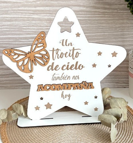CARTEL ESTRELLA DE MADERA UN TROCITO DE CIELO