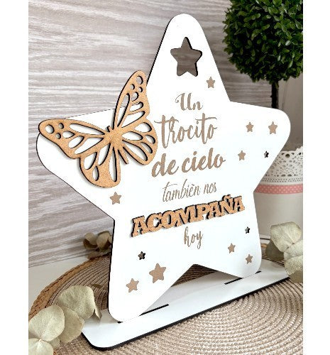 CARTEL ESTRELLA DE MADERA UN TROCITO DE CIELO