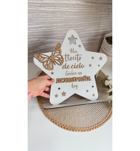 CARTEL ESTRELLA DE MADERA UN TROCITO DE CIELO