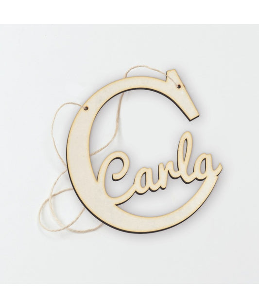 Colgante de madera letra con nombre 12 cm