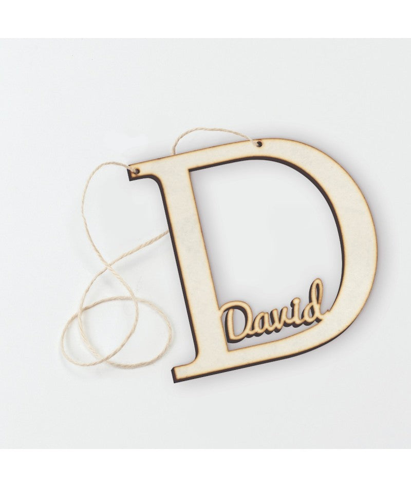 Colgante de madera letra con nombre 12 cm