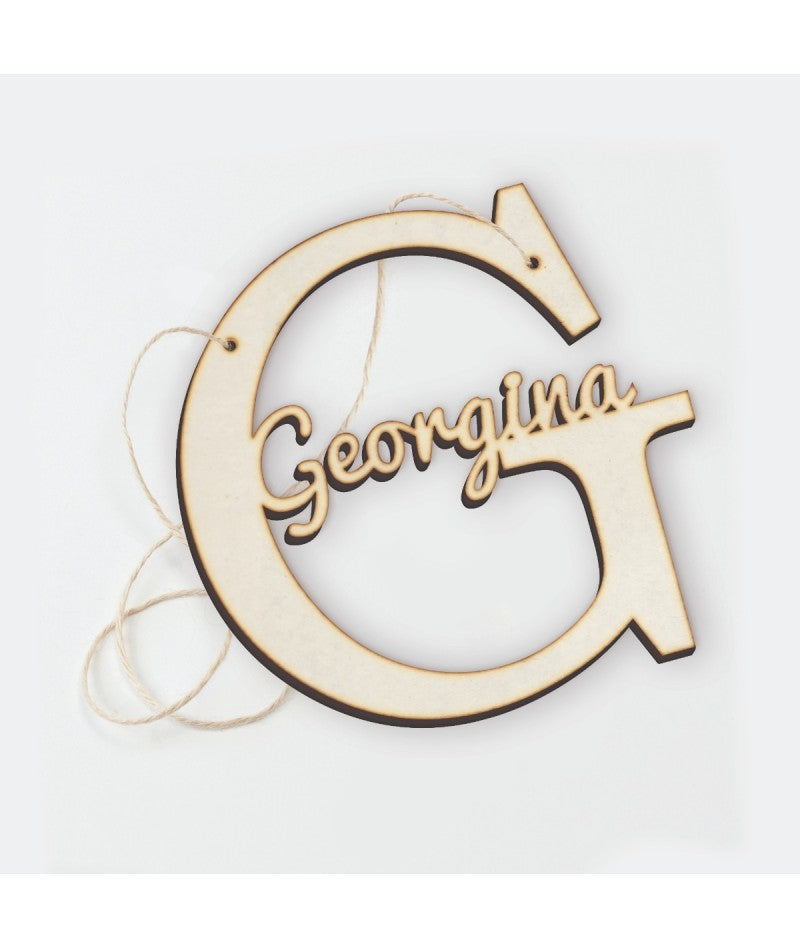 Colgante de madera letra con nombre 12 cm