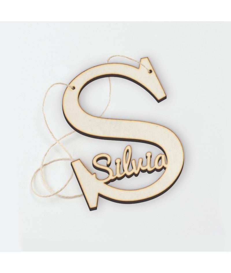 Colgante de madera letra con nombre 12 cm