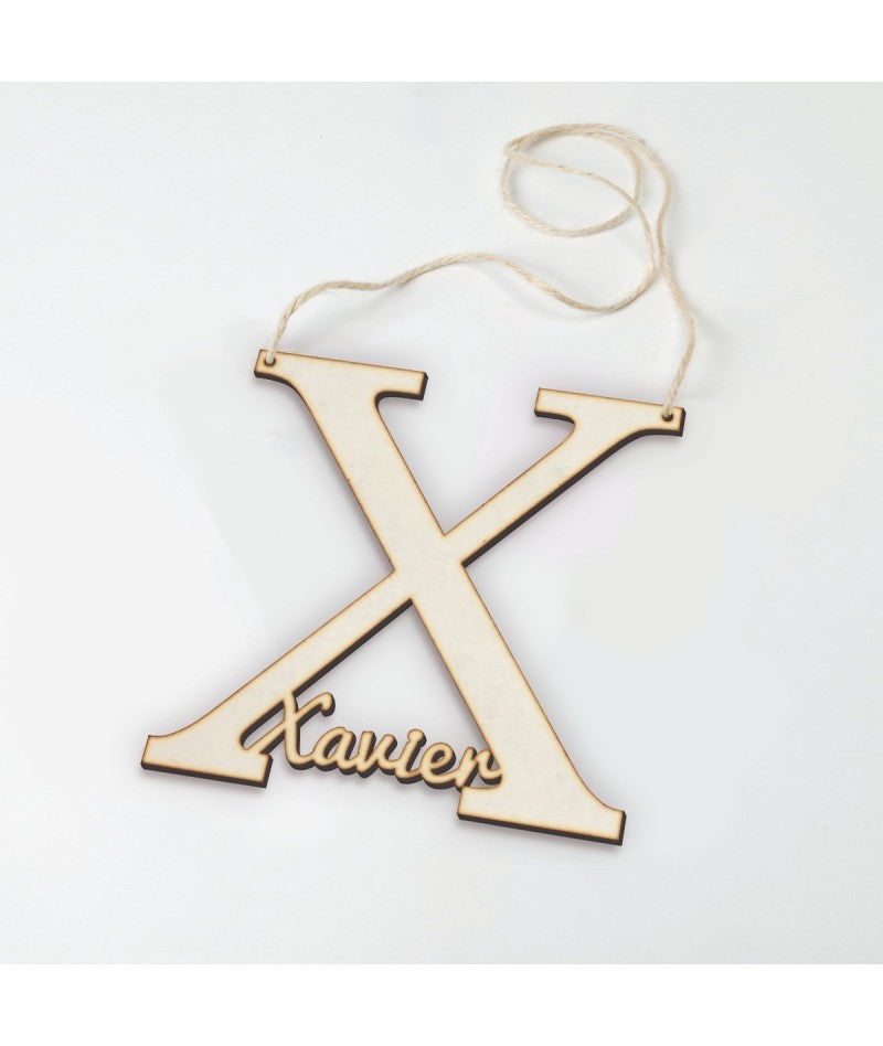 Colgante de madera letra con nombre 12 cm