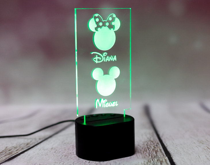 Lámpara de metacrilato Familia Mickey y Minnie