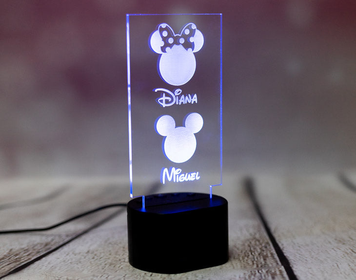 Lámpara de metacrilato Familia Mickey y Minnie