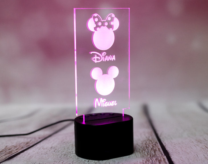 Lámpara de metacrilato Familia Mickey y Minnie