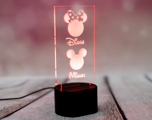 Lámpara de metacrilato Familia Mickey y Minnie