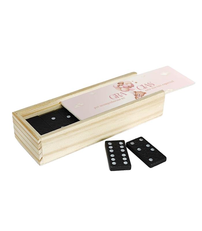 DOMINÓ CON PEGATINA OSITO ROSA