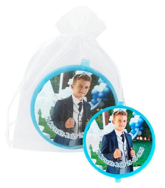 ESPEJO AZUL PERSONALIZADO CON FOTO