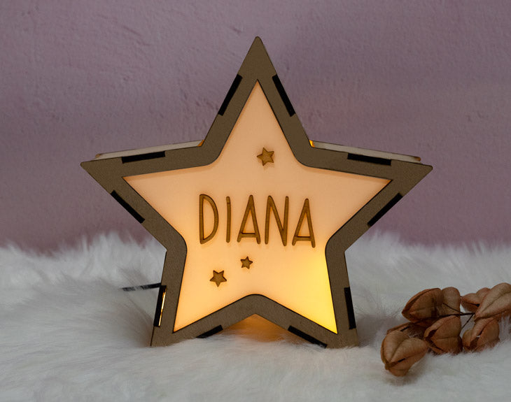 Estrella Blanca de madera con luz personalizada