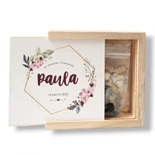 JUEGO PARCHIS, DAMAS Y AJEDREZ EN CAJA CON PEGATINA COMUNIÓN NIÑA