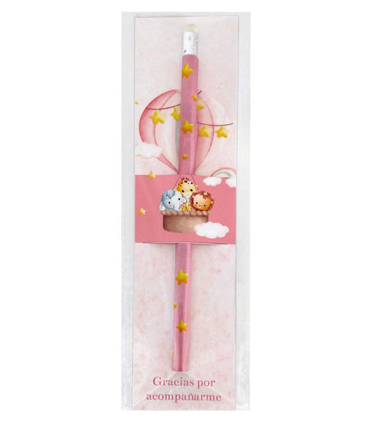 LÁPIZ ROSA EN CARTÓN ANIMALITOS