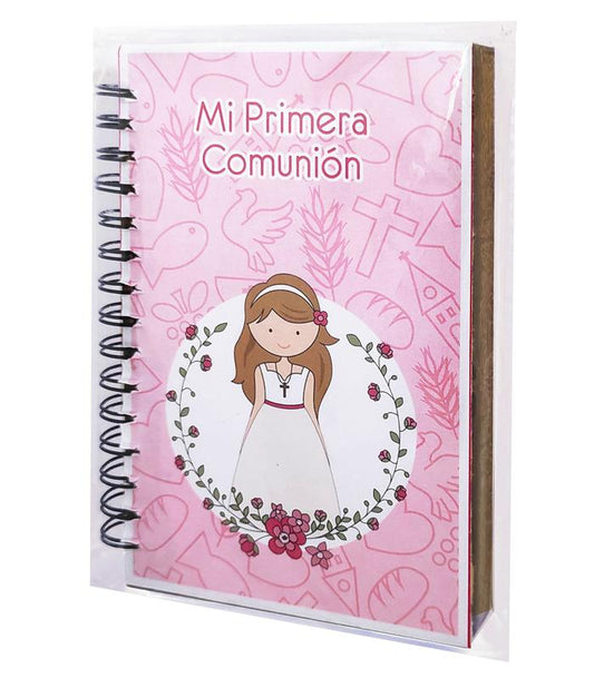 LIBRETA NIÑA COMUNIÓN ROSA