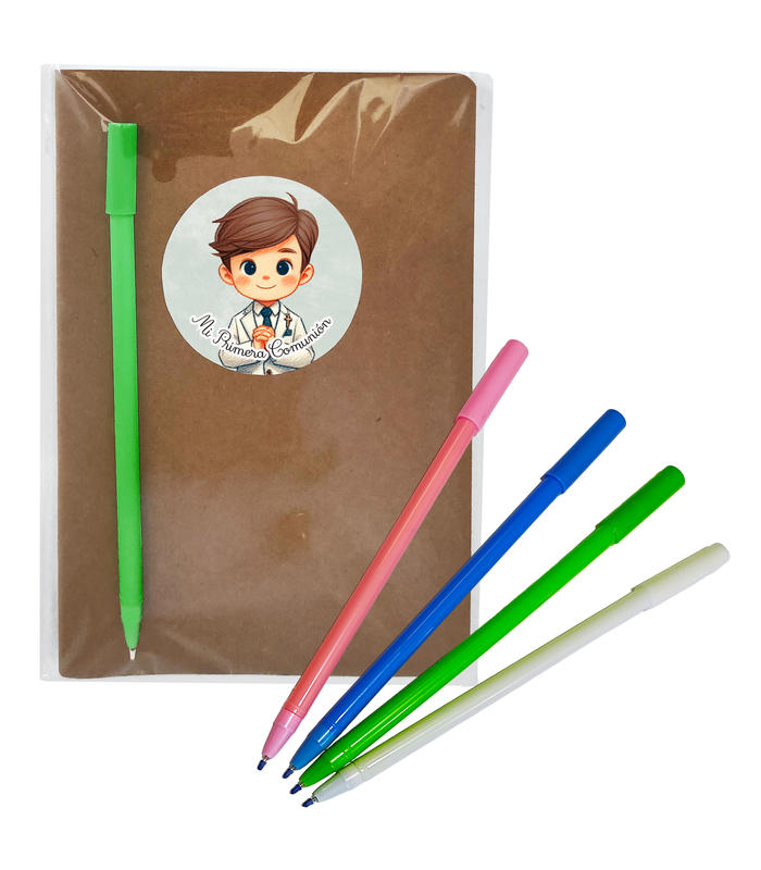 LIBRETA NIÑO VERDE COMUNIÓN CON BOLIGRAFO