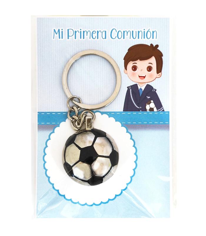 LLAVERO BALÓN EN TARJETA NIÑO COMUNIÓN