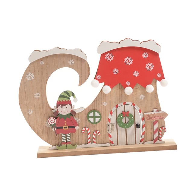 Zapato de elfo de madera Puerta navideña