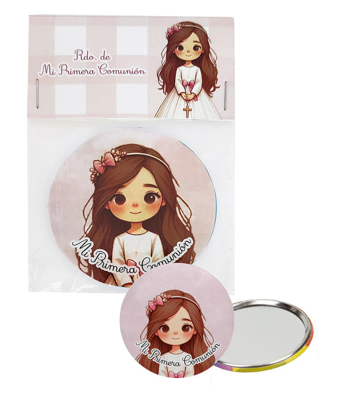 PACK ESPEJO NIÑA CUADROS ROSA