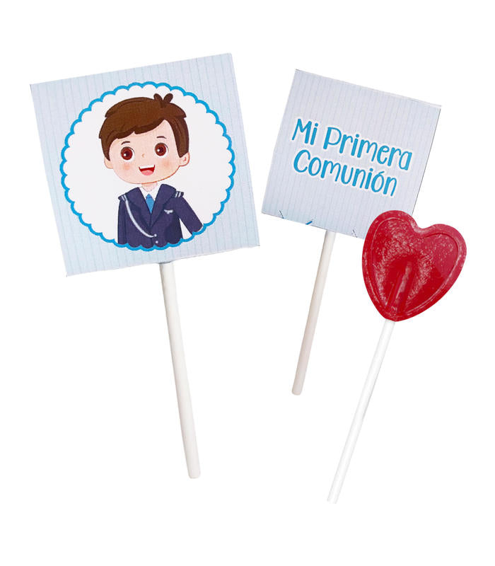 PIRULETA CORAZÓN EN CARTÓN NIÑO COMUNIÓN