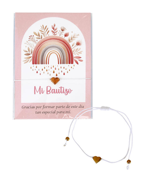 PULSERA BAUTIZO CORAZÓN DORADO