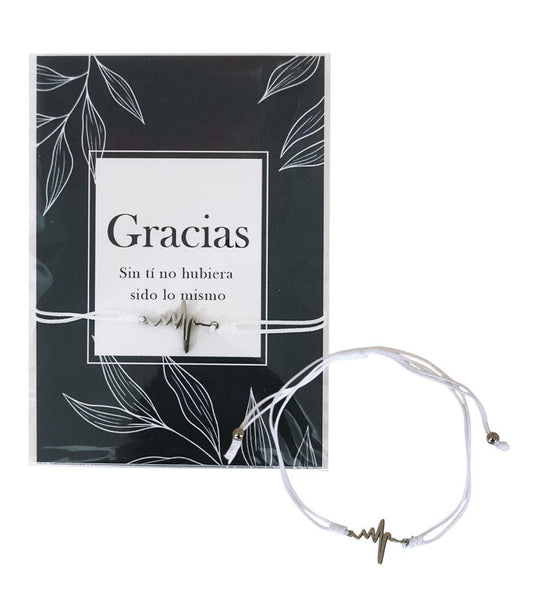 PULSERA CORDÓN BLANCO LATIDO + TARJETA