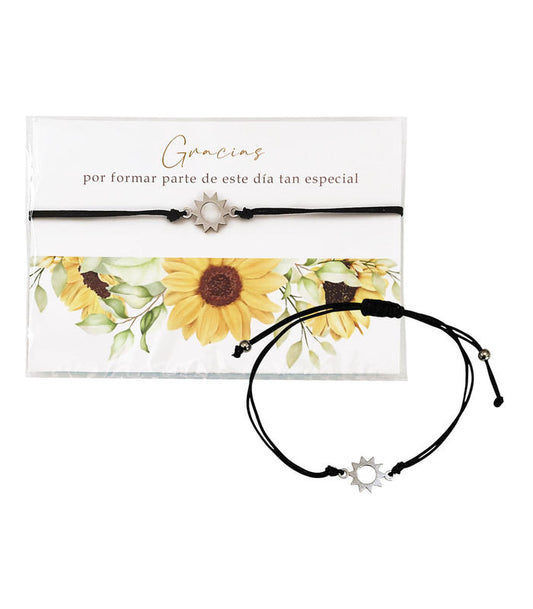 PULSERA CORDÓN NEGRO SOL + TARJETA