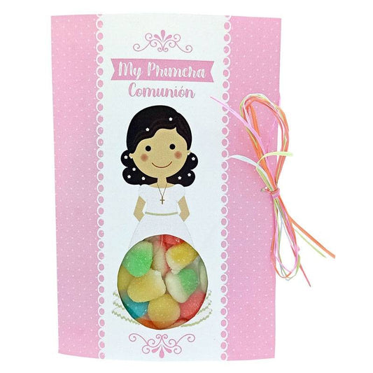 Tarjeta con gominolas Mi Primera Comunión Niña