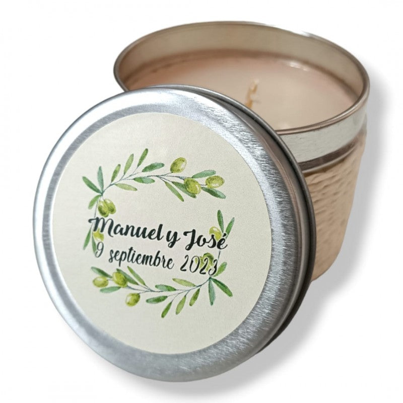 VELA AROMA VAINILLA CON PEGATINA PERSONALIZADA