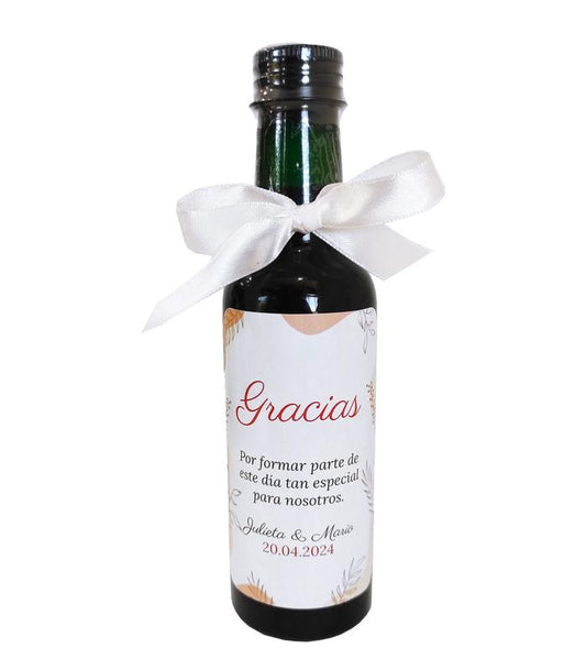 VINO TINTO BOTELLA  BODA SALMON Y LAZO