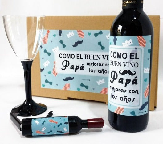 Kit Vino "Como El Buen Vino, Papá Mejoras Con Los Años"
