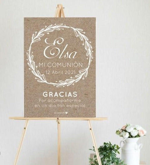 CARTEL BIENVENIDA KRAFT COMUNIÓN MADERA