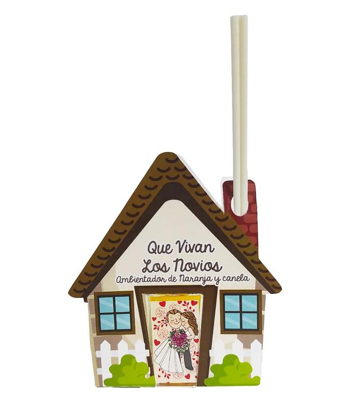 CASITA BODA CON MIKADO NARANJA-CANELA