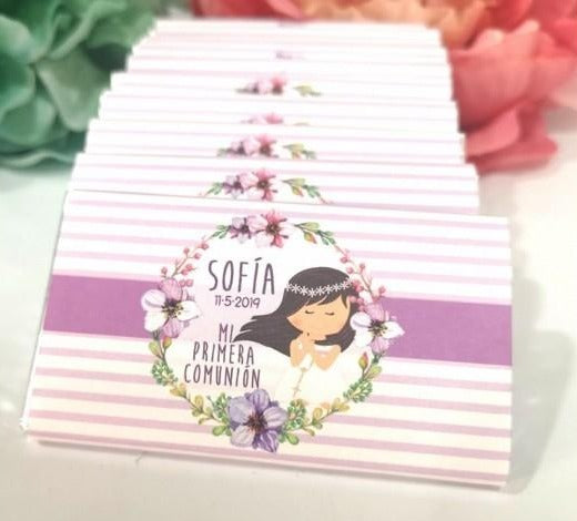 Chocolatina Personalizada Modelo Niña Flores